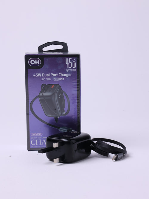 OH TurboCube 45W Retractable Wall Charger Adapter