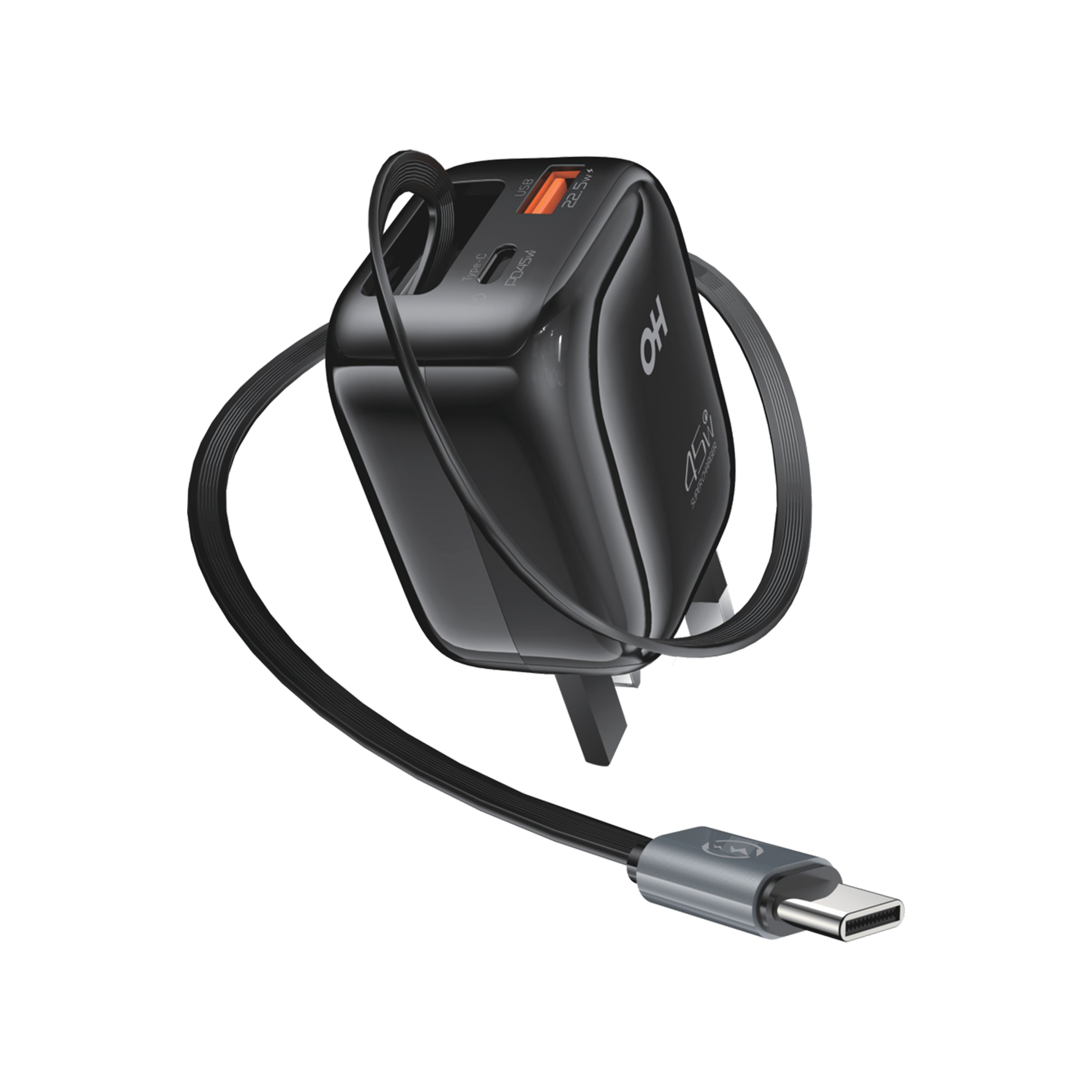 OH TurboCube 45W Retractable Wall Charger Adapter